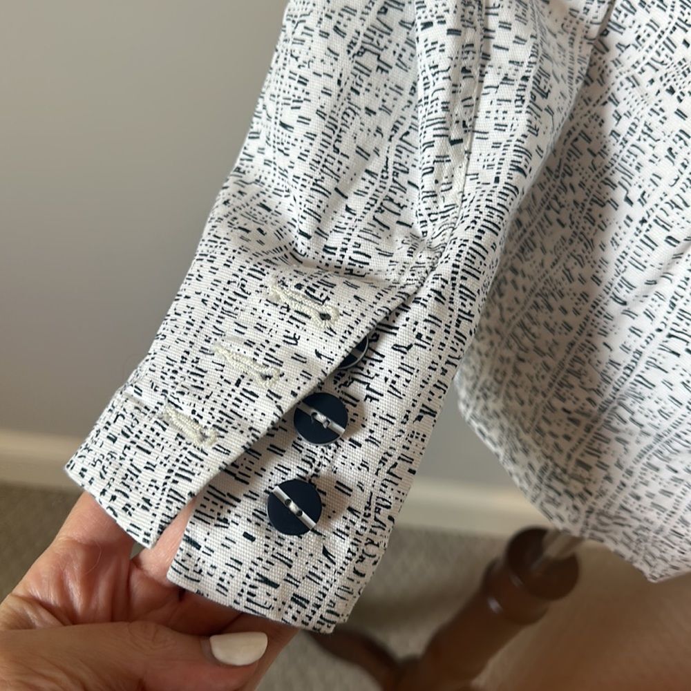 Cabi blazer sz 2 Carol Anderson white navy modern print - Picture 6 of 8
